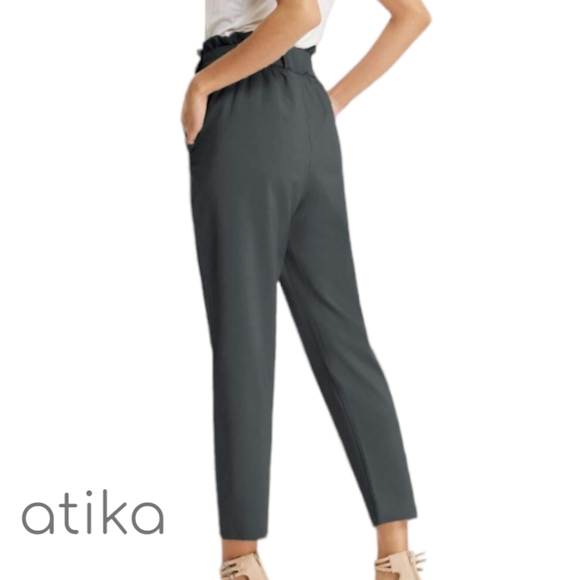 Atika Paper Bag Belted High Rise Pant - Picture 2 of 7